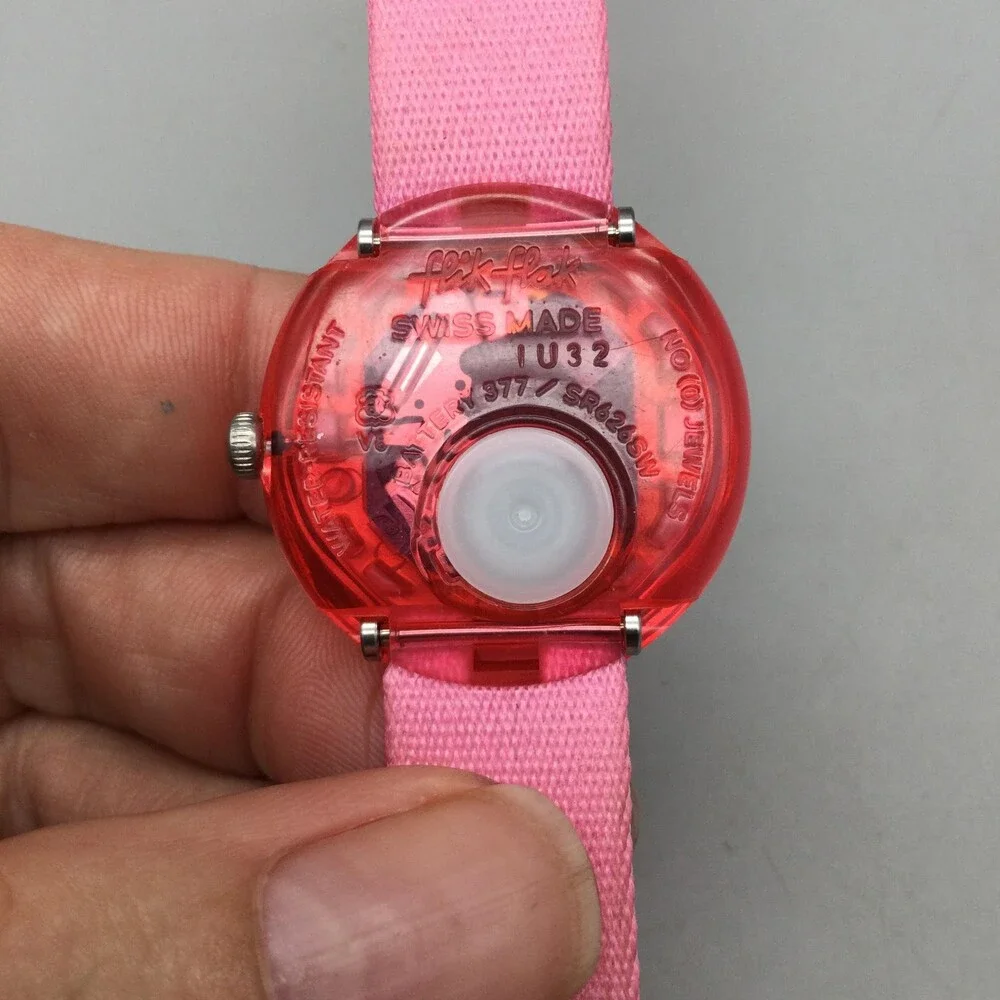 Flik Flak Girls Watch 29mm Pink Dial Octopus Fabric Strap Swiss 1U32 New Battery